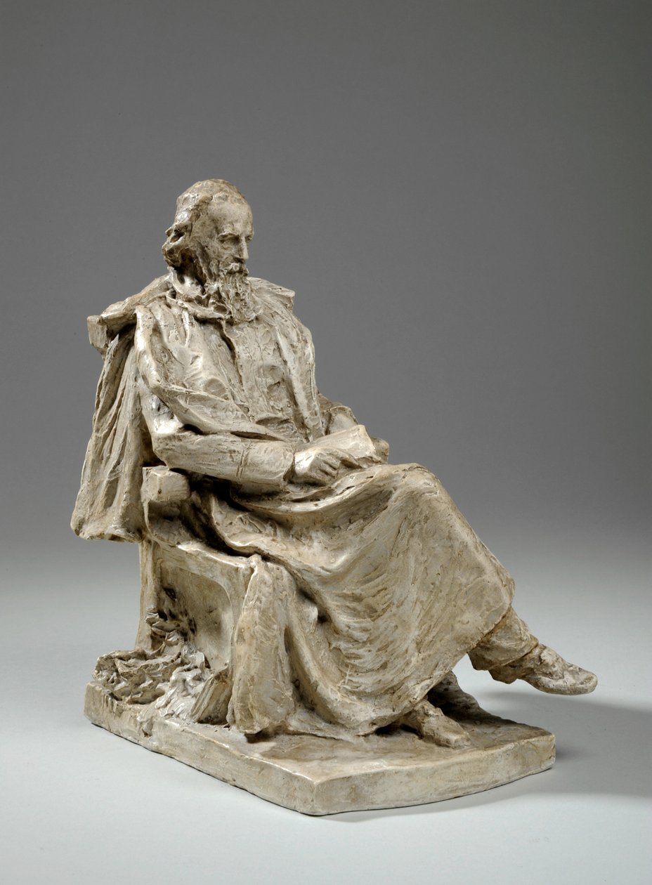 Alfred için maket, Lord Tennyson, Trinity College, Cambridge'de oturuyor, c.1909 (alçı) by William Hamo Thornycroft