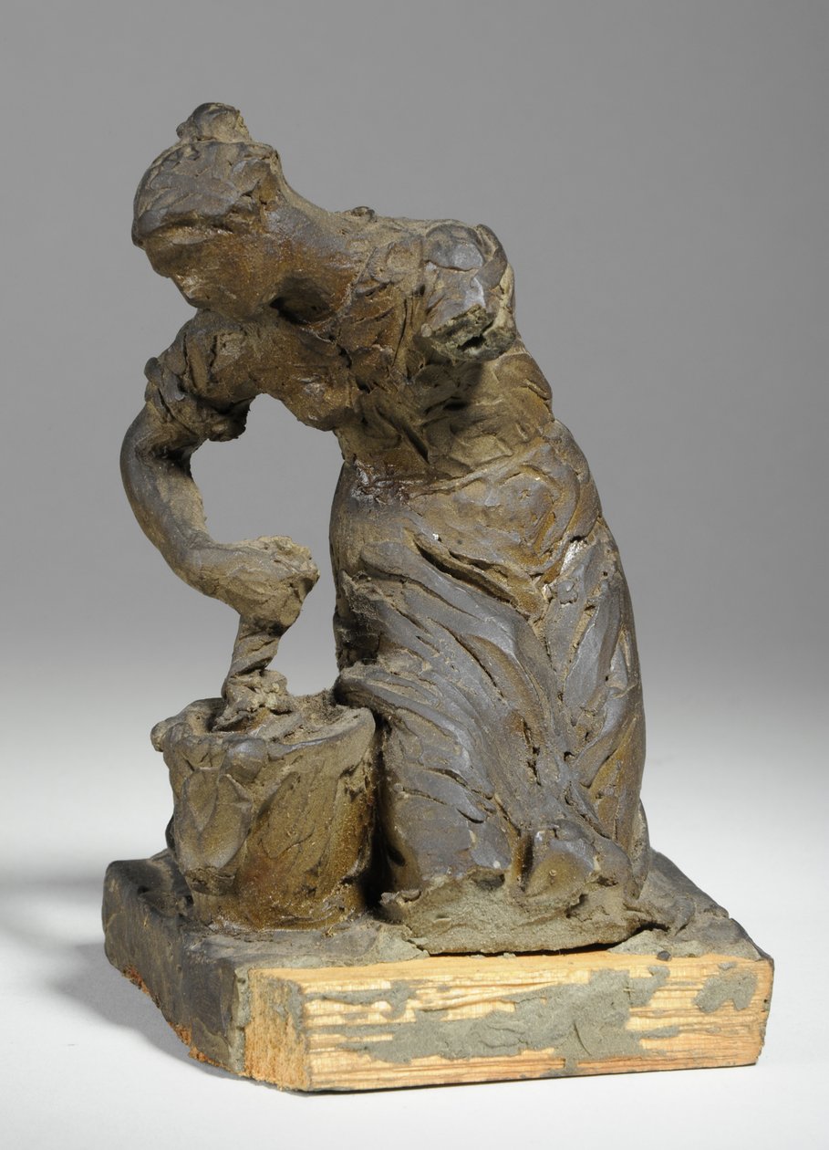 Bir yıkayıcı kadın figürü için maket (hamuru) by William Hamo Thornycroft