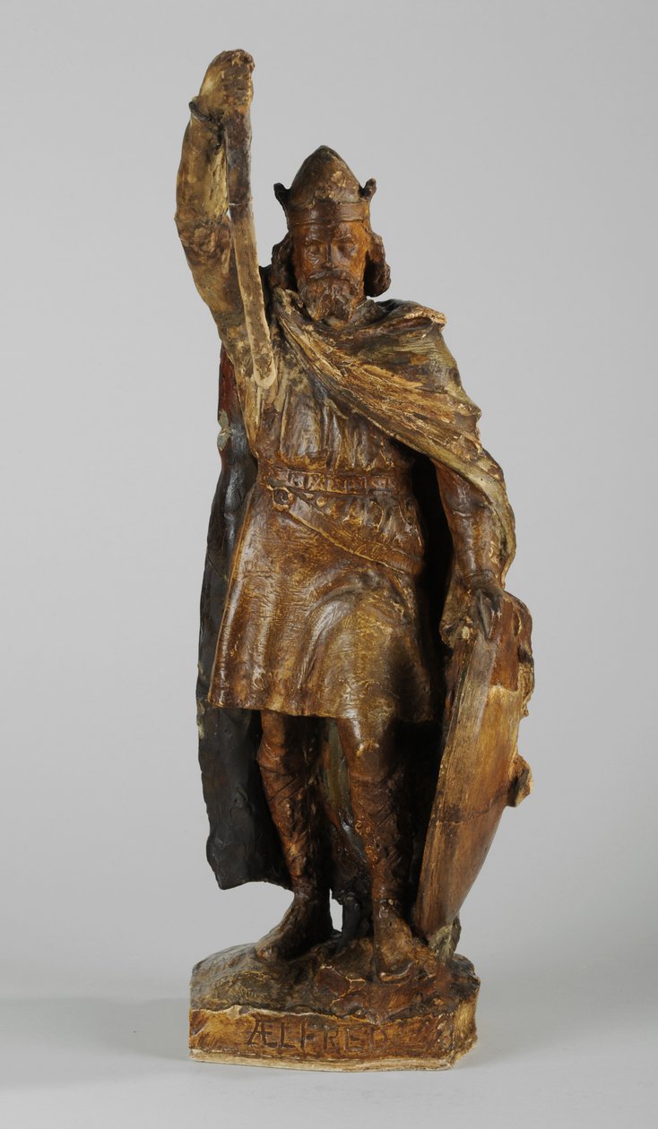 Büyük Alfred Heykeli için maket, c.1901 (boyalı sıva) (ayrıca bkz. 876154-6) by William Hamo Thornycroft
