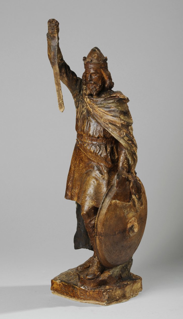 Büyük Alfred Heykeli için maket, c.1901 (boyalı sıva) (ayrıca bkz. 876155-6) by William Hamo Thornycroft