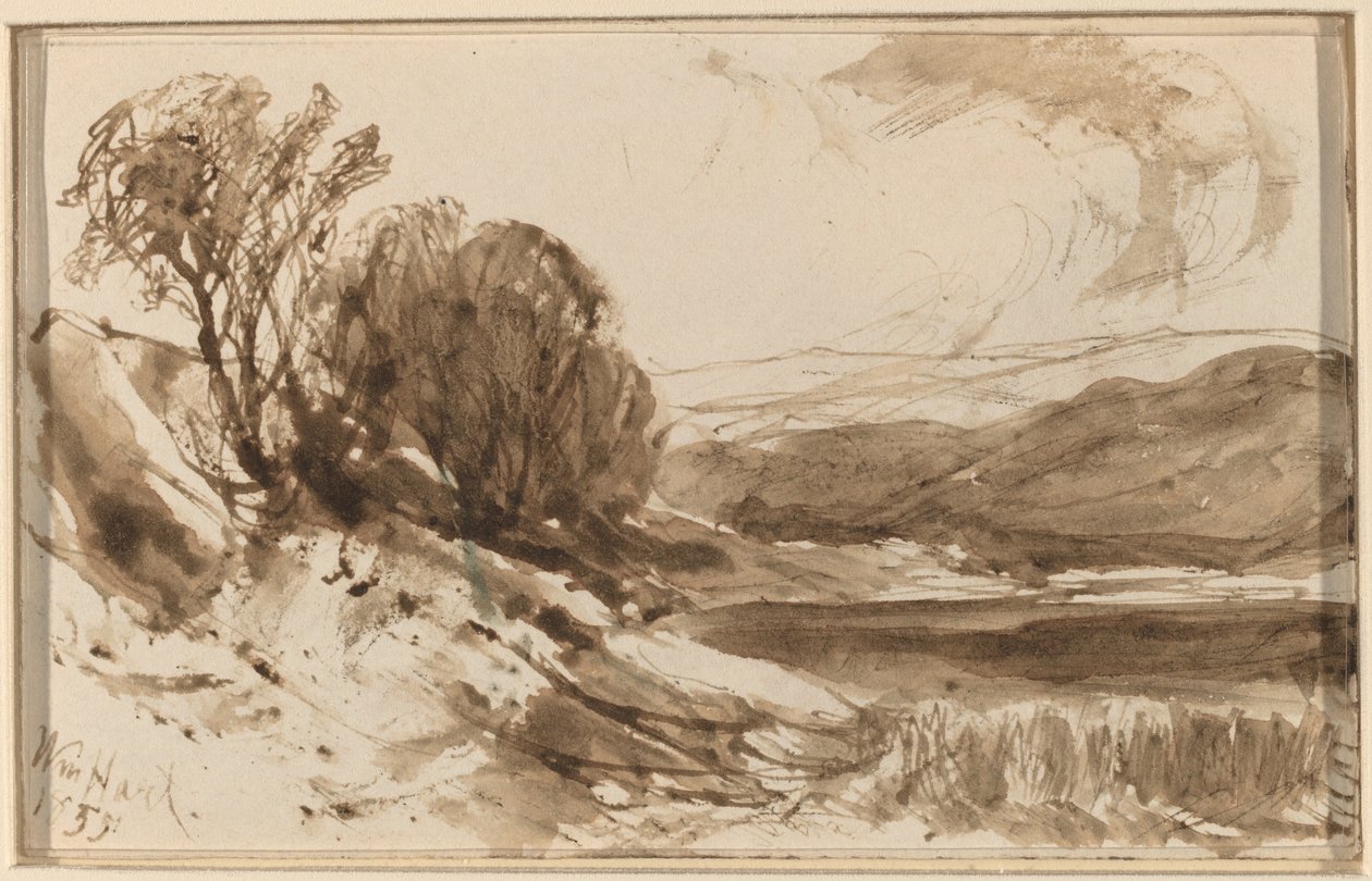 Ağaçlar ile Tepelik Manzara by William Hart