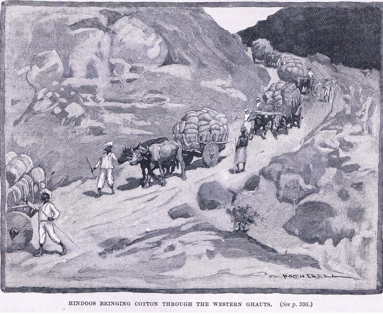 ಹಿಂದೂಗಳು ಹತ್ತಿಯನ್ನು ಪಶ್ಚಿಮ ಘಟ್ಟಗಳ ಮೂಲಕ 1862 AD ಟರ್ಕ್ ಮೂಲಕ ತರುತ್ತಿದ್ದರು by William Hatherell