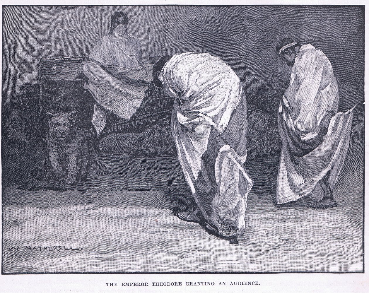 İmparator Theodore bir dinleyici kitlesi veriyor by William Hatherell