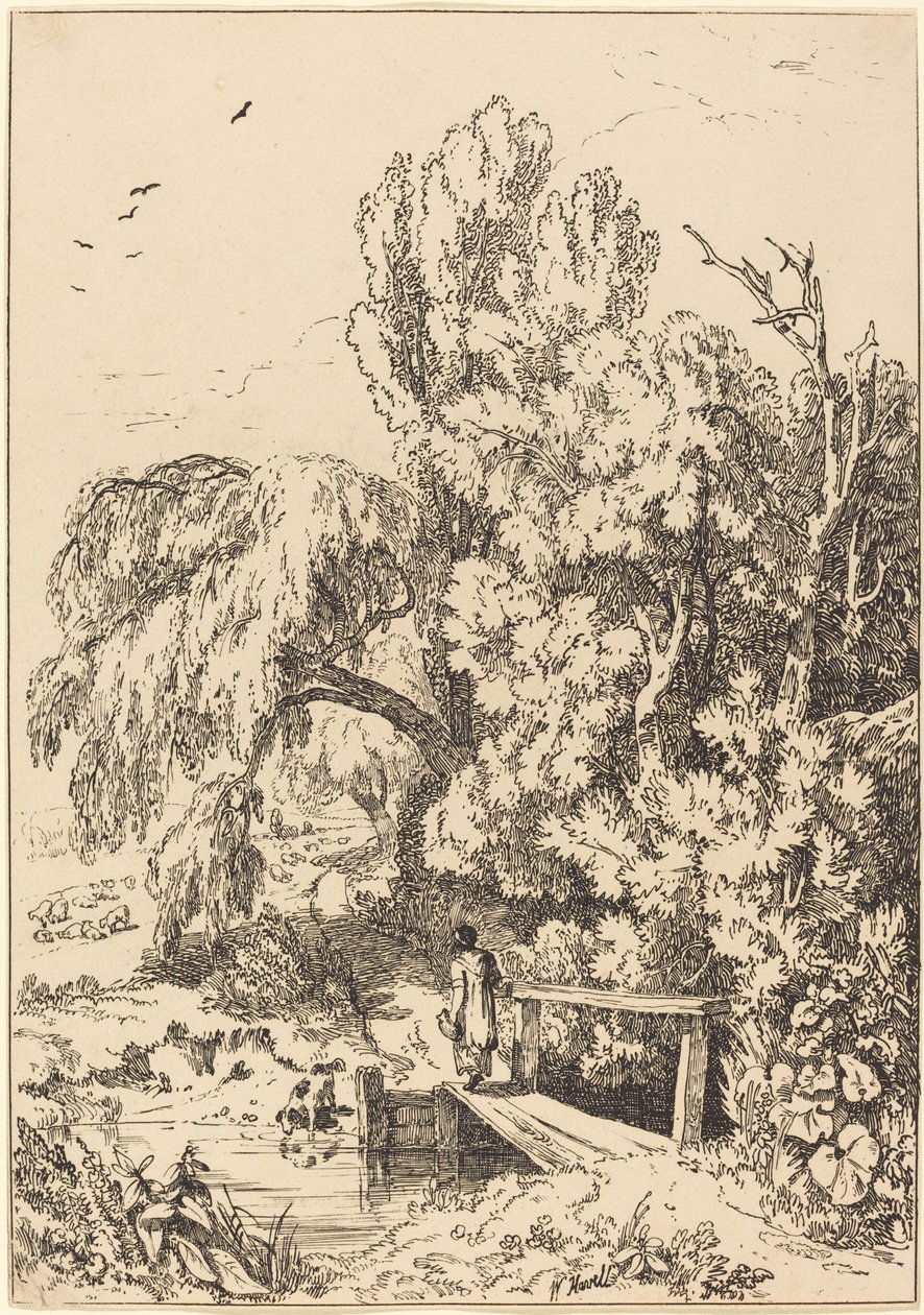 Ağaçlı Manzara, Kız Geçişi Yaya Köprüsü by William Havell
