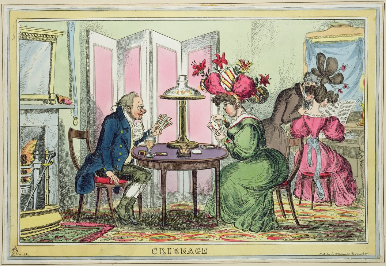 Cribbage, Thomas McLean, Londra tarafından yayınlandı (renkli gravür) by William Heath