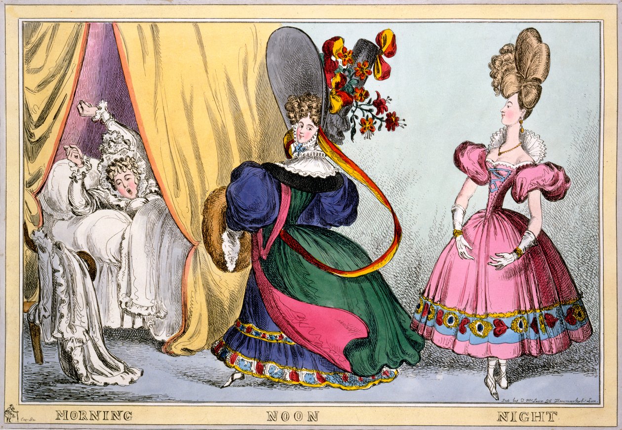 Sabah Öğlen Gecesi, c.1828 (el boyaması gravür) by William Heath