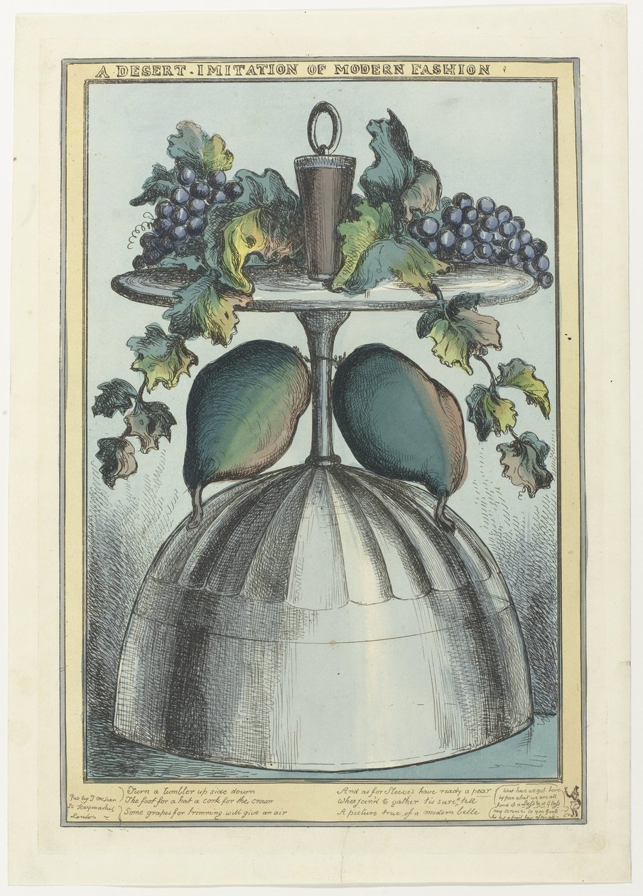 Ayakta mantar, üzüm ve dallar ve gövde üzerinde armut bulunan ters çevrilmiş coupe Bir Çöl - Modern Moda Taklidi (nesne üzerindeki başlık) by William Heath