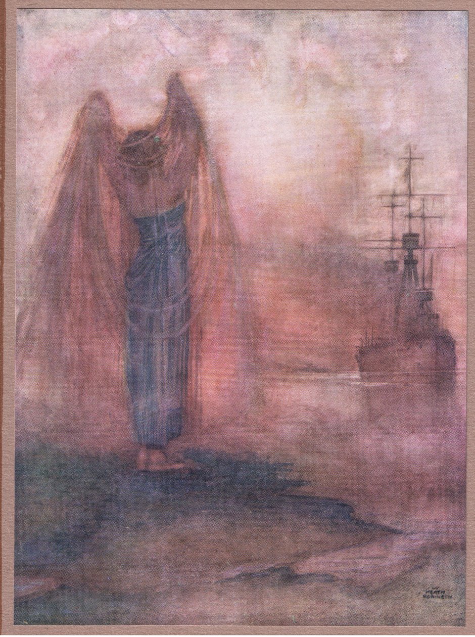 Halifax. Koruyucu pruvalarımın ortaya koyduğu sisin içine by William Heath Robinson