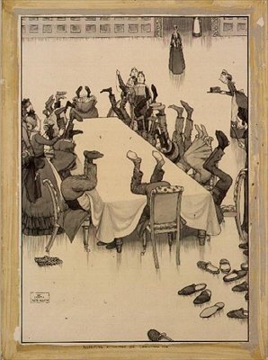 Noel Arifesinde Çorapların İncelenmesi (mürekkep ve yıkama) by William Heath Robinson
