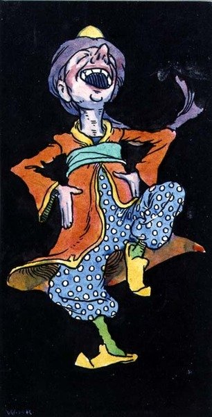 Gülen Adam Türk Kostümü (kağıt üzerine sulu boya) by William Heath Robinson