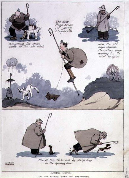 Bahar Notları - Çobanlarla meadlerde (suluboya) by William Heath Robinson