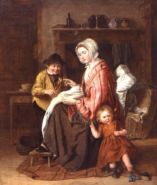 Artık bebek değil! c.1860 (tuval üzerine yağlı boya) by William Hemsley