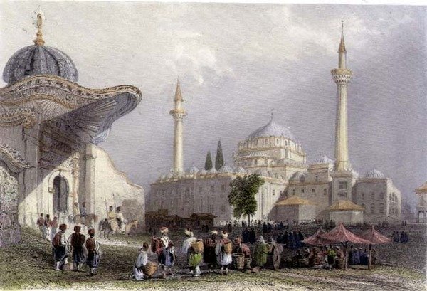 Serasker Kapılı Bajazet Camii, İstanbul, H. Griffiths tarafından gravür, 1850 dolayları (aquatint) by William Henry (after) Bartlett