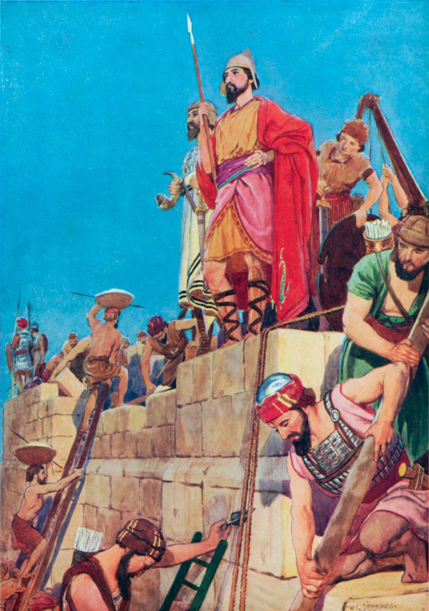 Kudüs Surlarının Yeniden İnşası (renkli taş baskı) by William Henry (after) Margetson