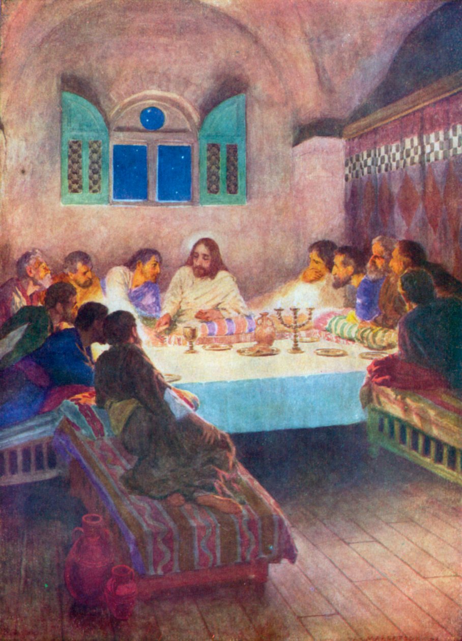 Son Akşam Yemeği (renkli taş baskı) by William Henry (after) Margetson