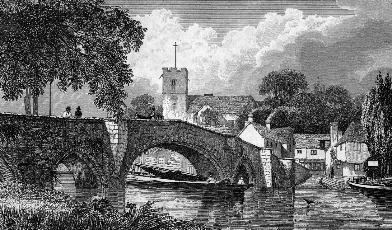 Aylesford Church and Bridge, engraved by B. Winkles, published 1829  by William Henry Bartlett