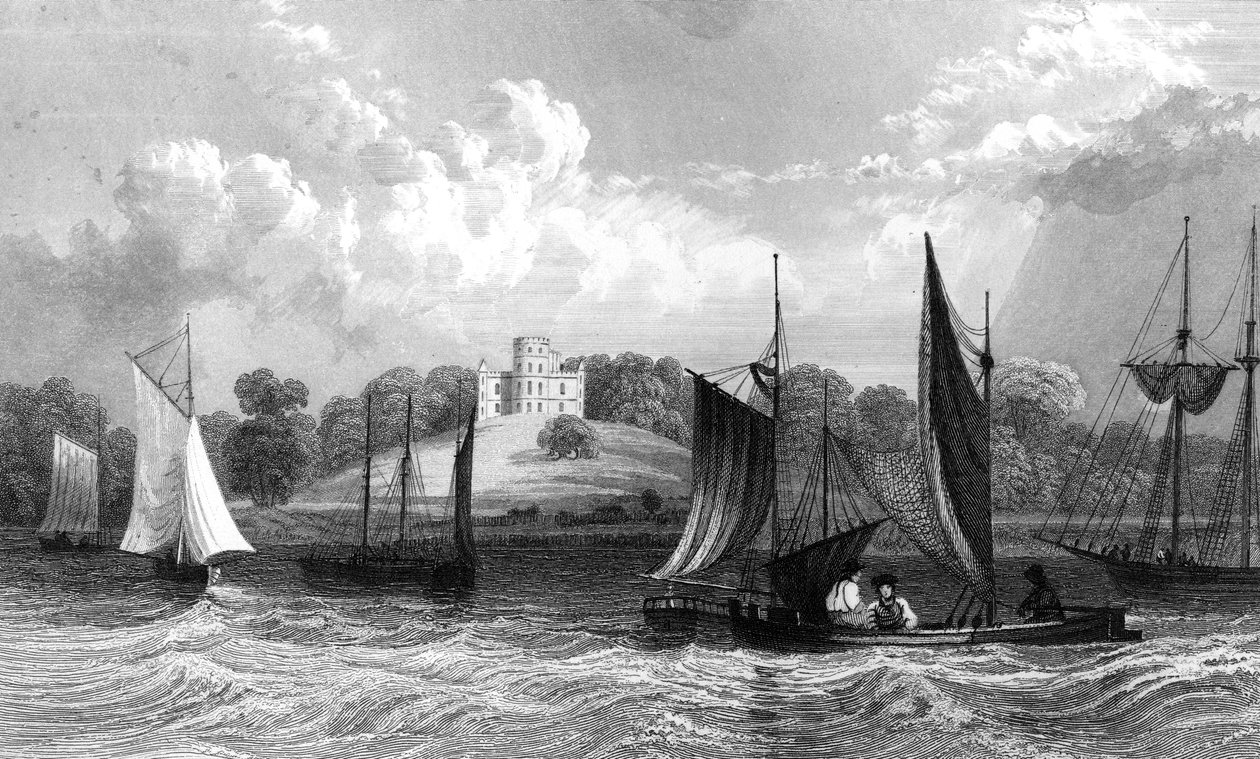 Grays Thurrock yakınlarındaki Belmont Kalesi, Essex, Henry Wallis tarafından oyulmuş, 1832 by William Henry Bartlett
