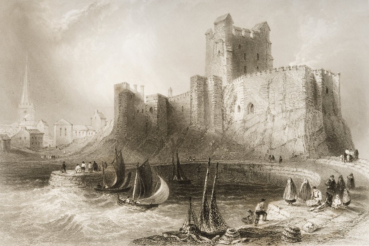 Carrickfergus Kalesi, County Antrim, Kuzey İrlanda, George Virtue, 1860