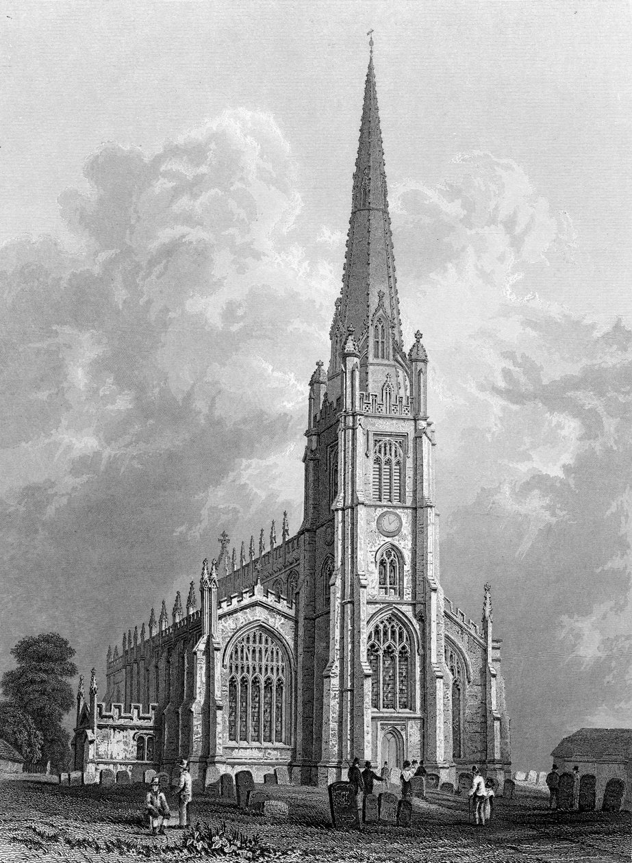 Meryem Ana Kilisesi, Saffron Walden, Robert Sands tarafından oyulmuş, 1832 by William Henry Bartlett