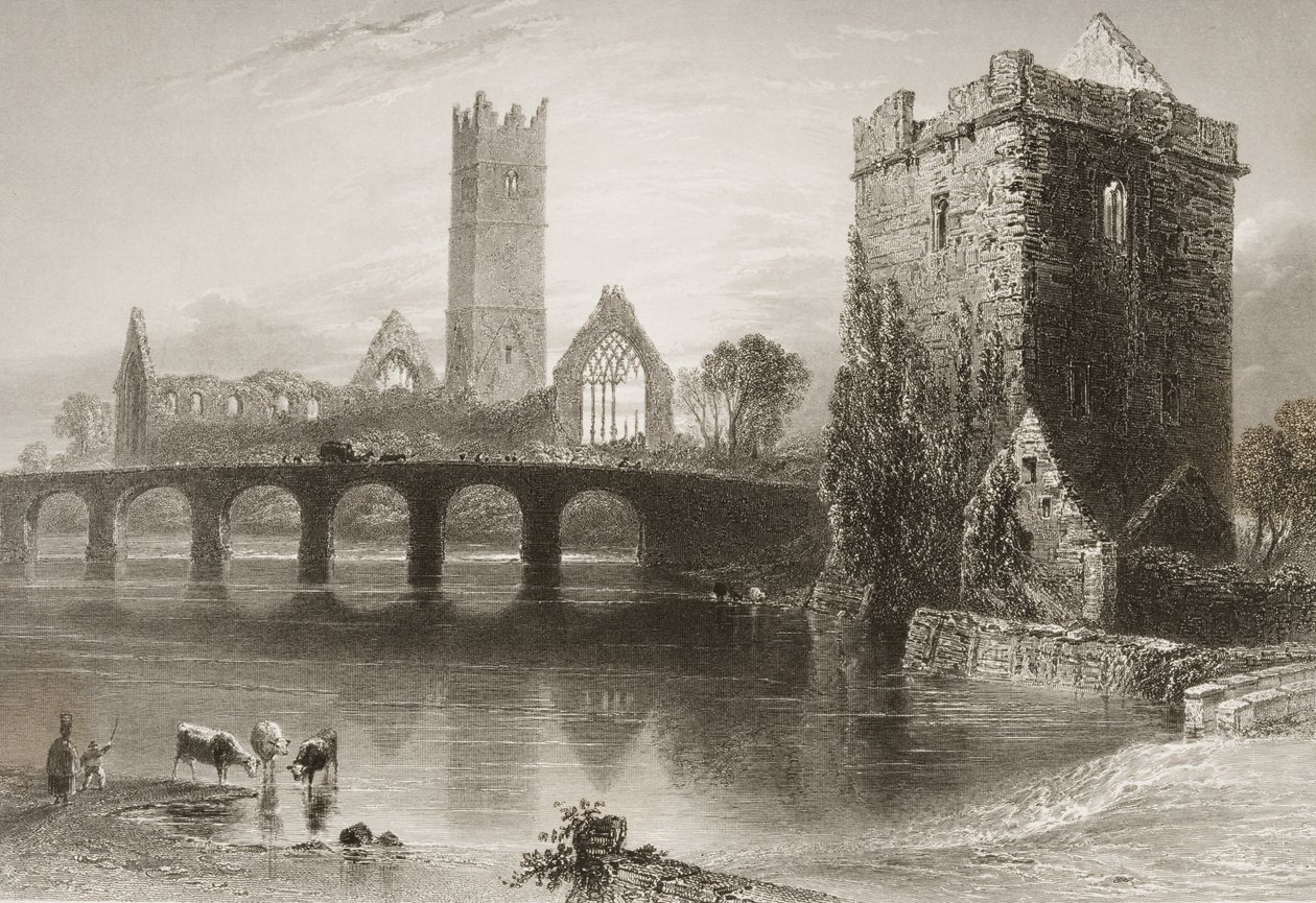 Clare Abbey, County Clare, İrlanda, George Virtue, 1860