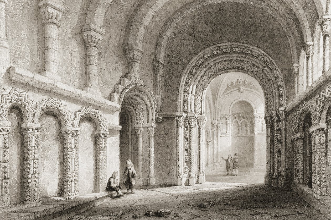 Cormac Şapeli (1127-34 inşa edilmiş), Cashel Kayası, County Tipperary, İrlanda, George Virtue, 1860