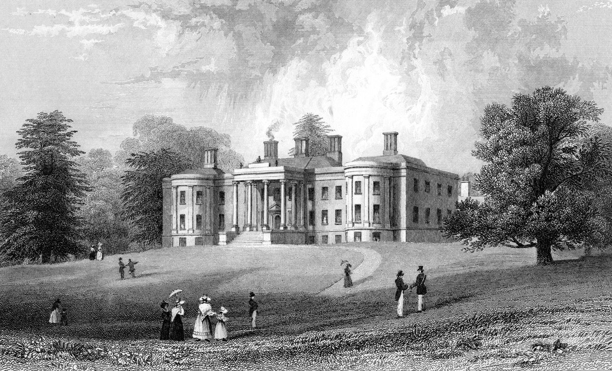Felix Hall, Essex, Henry Adlard tarafından kazınmış, 1833 by William Henry Bartlett