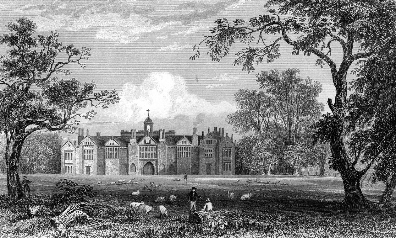 Gosfield Hall, Essex, Robert Sands tarafından kazınmış, 1832 by William Henry Bartlett