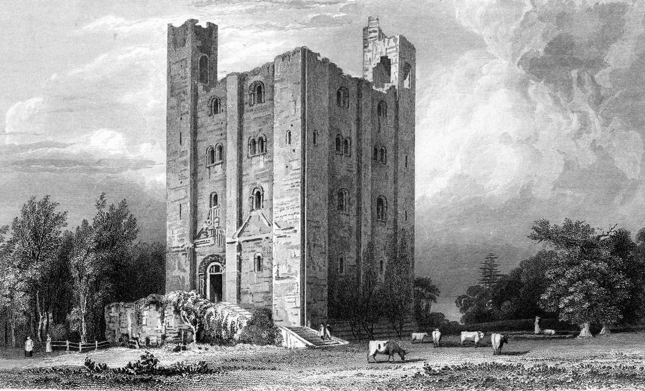 Hedingham Kalesi, Essex, John Carr Armytage tarafından kazınmış, 1832 by William Henry Bartlett