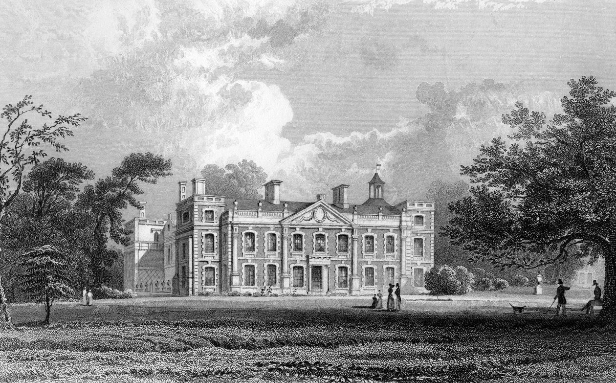 Epping, Essex yakınlarındaki Hill Hall, Samuel Lacey tarafından oyulmuş, 1831 by William Henry Bartlett
