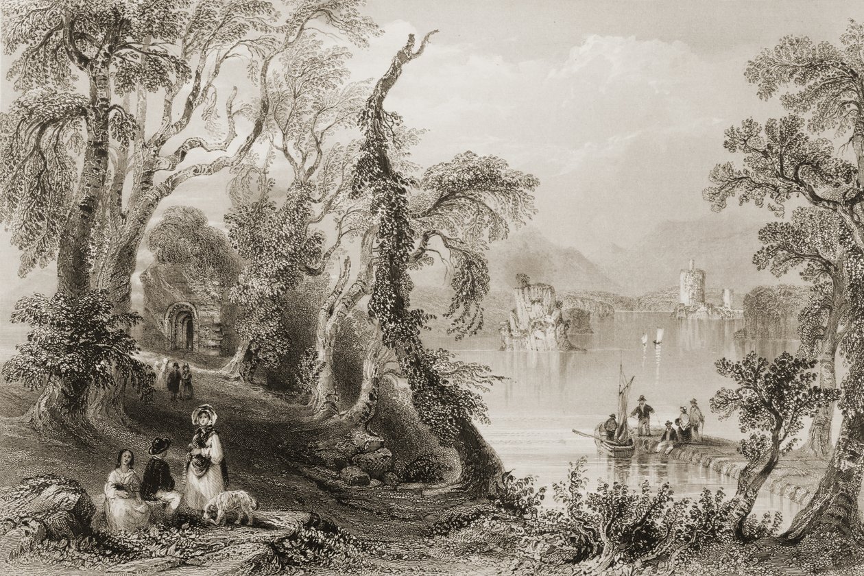 Innisfallen, Killarney Gölü, Killarney İlçesi, George Virtue, 1860