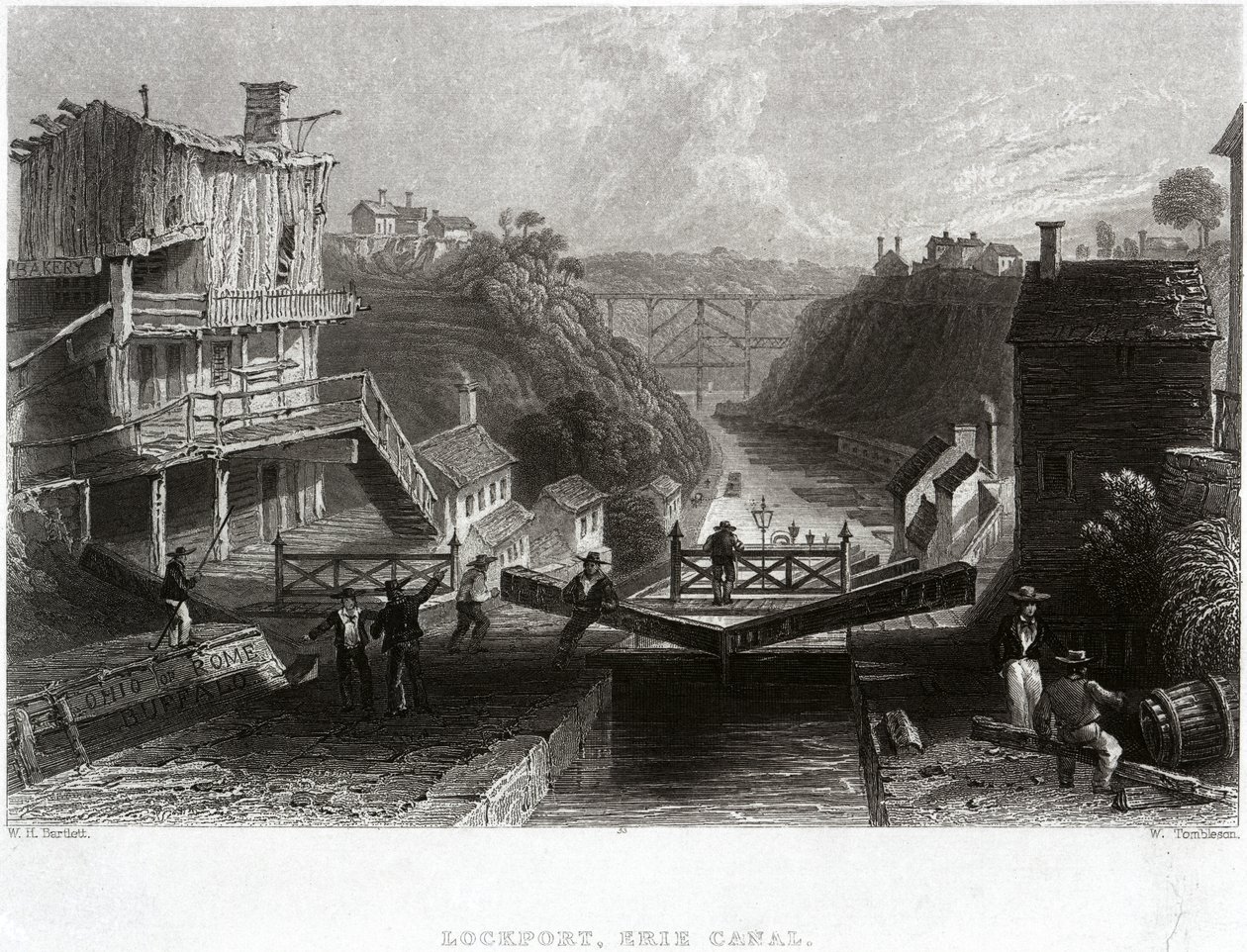 Lockport, Erie Kanalı by William Henry Bartlett