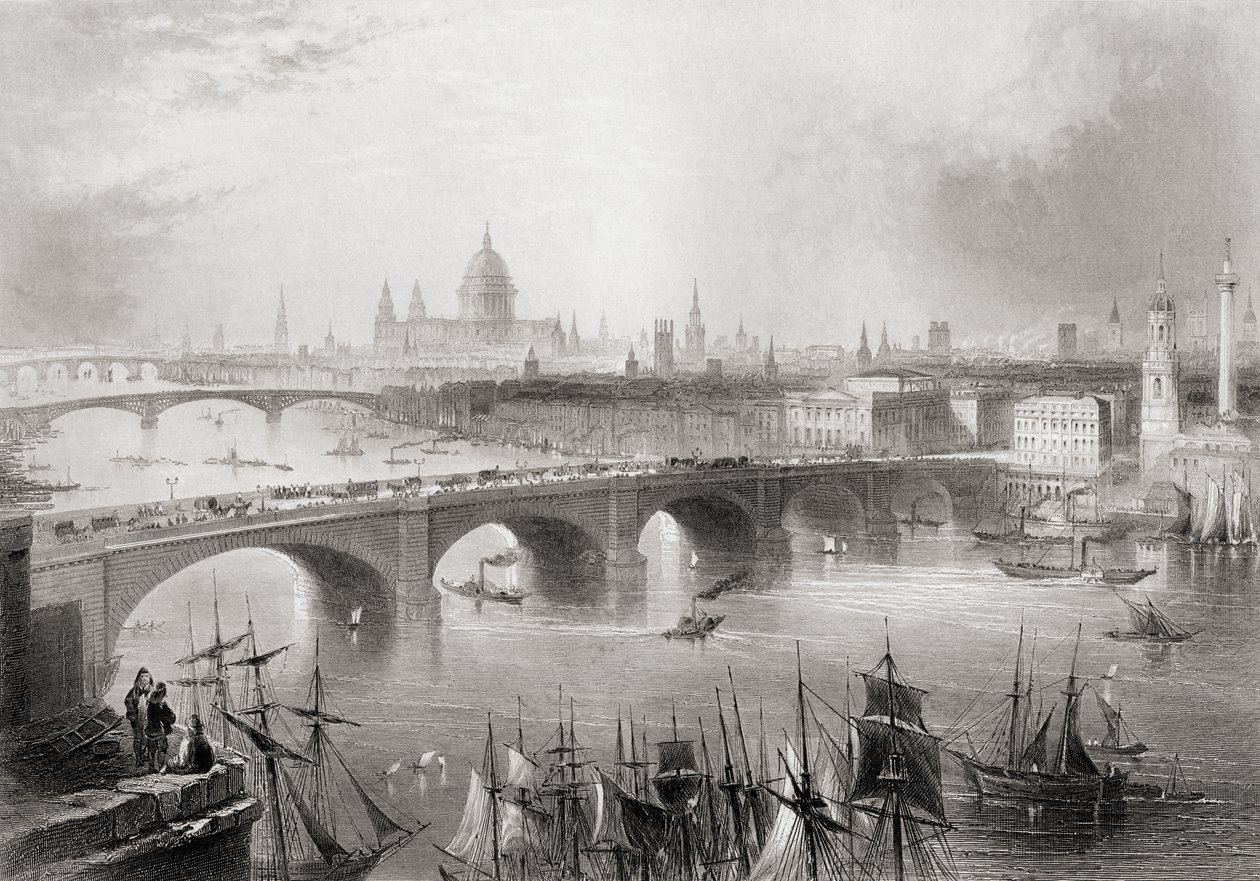 Londra, Southwark ve Blackfriars köprüleri, Charles Tomlinson tarafından 
