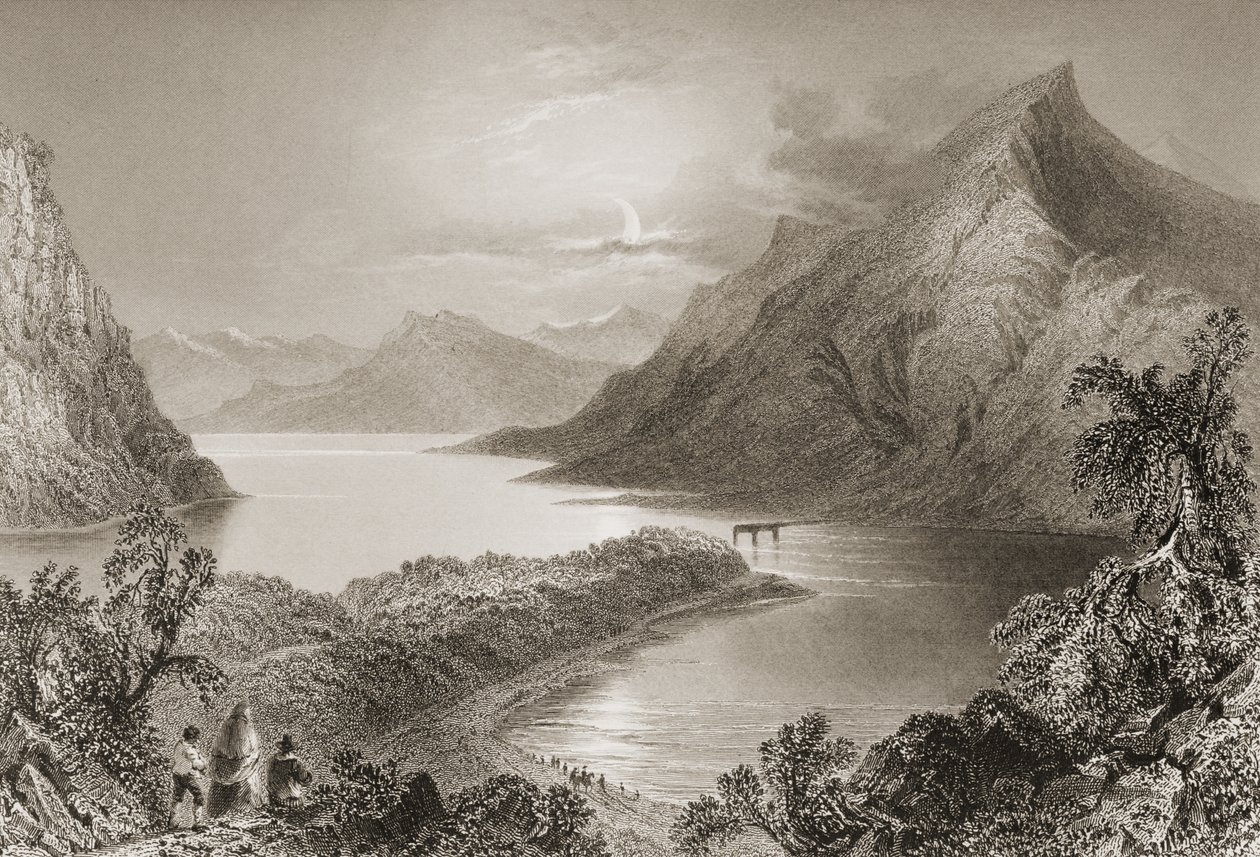 Lough Inagh, Connemara, Galway İlçesi, George Virtue, 1860
