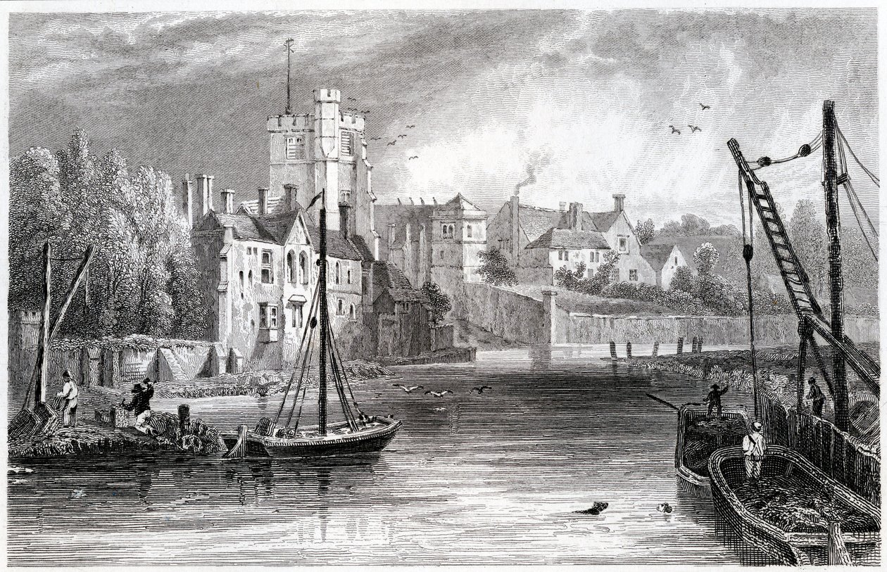 Maidstone suyu oluşturur, Kent, 1832 by William Henry Bartlett