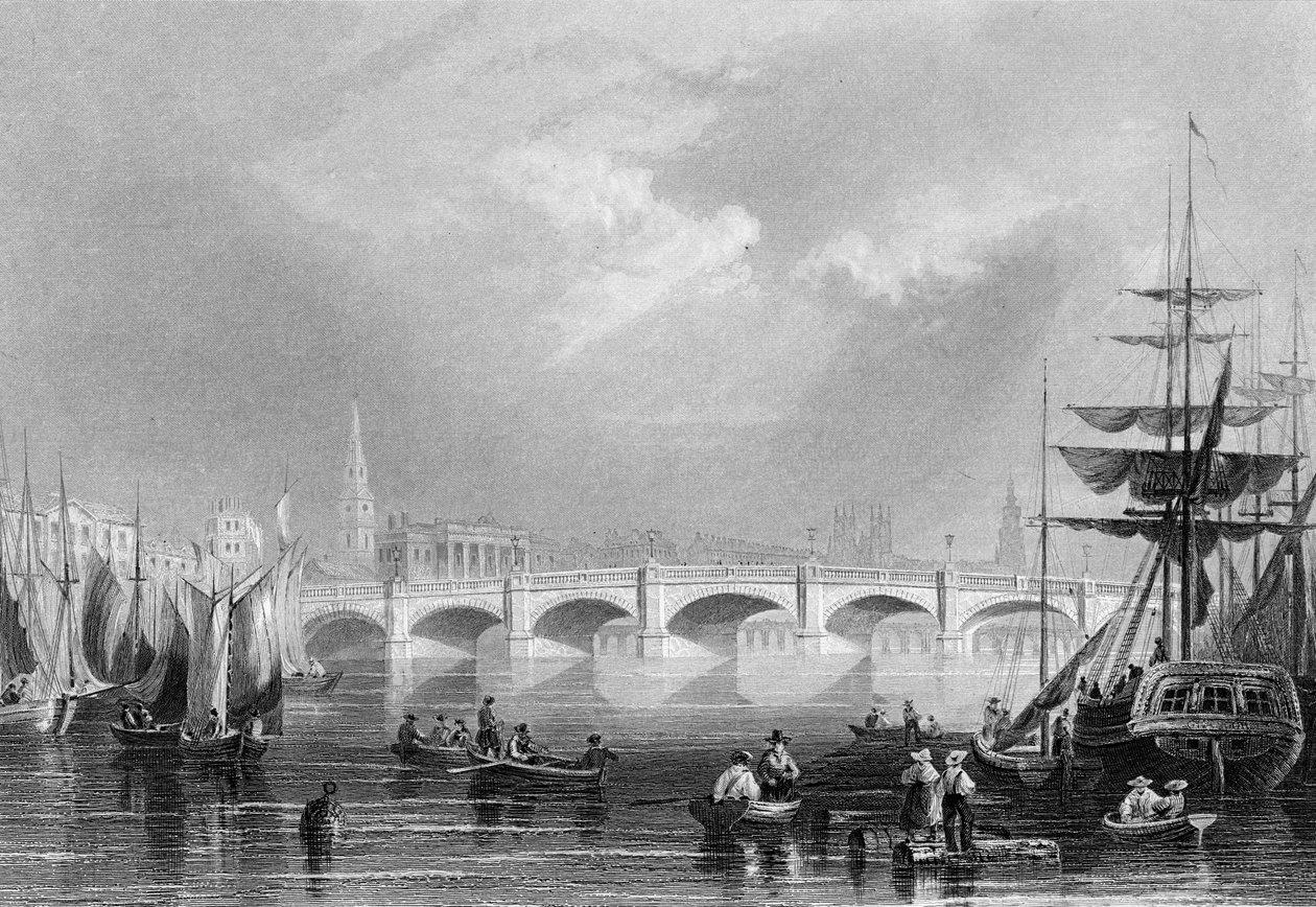 New Bridge ve Broomielaw, Glasgow, 1840 dolayları by William Henry Bartlett