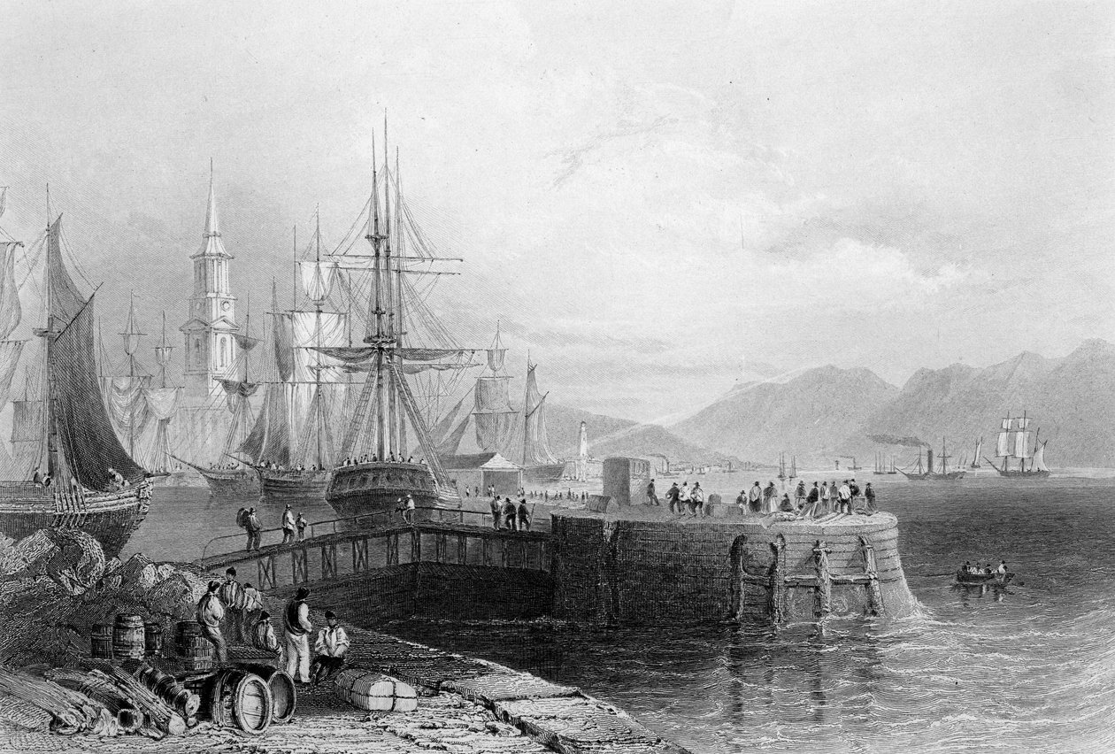 Port Glasgow, J.W. Appleton, 1841 (gravür) by William Henry Bartlett