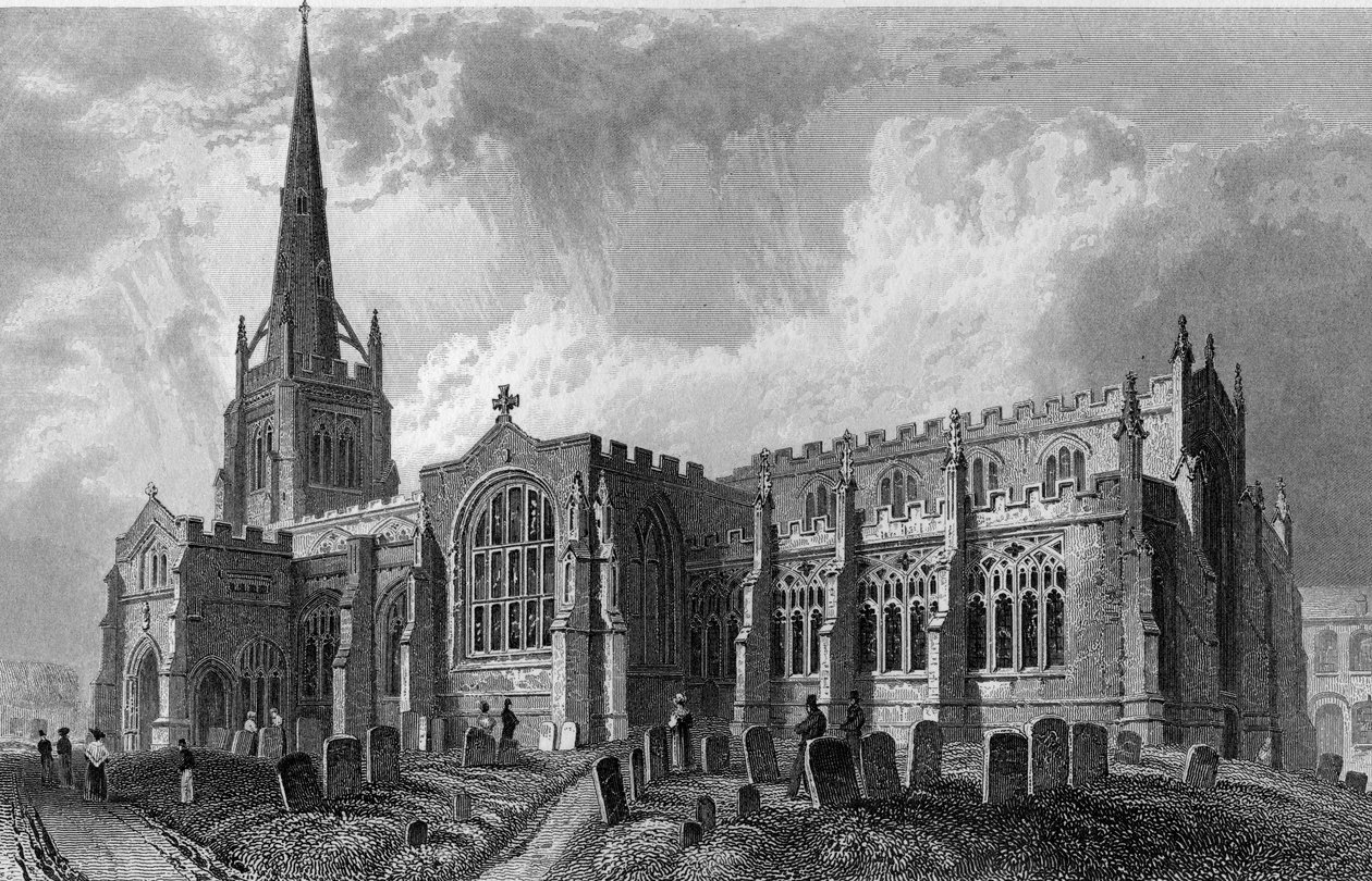 Thaxted Kilisesi, Essex, Robert Sands tarafından kazınmış, 1831 by William Henry Bartlett