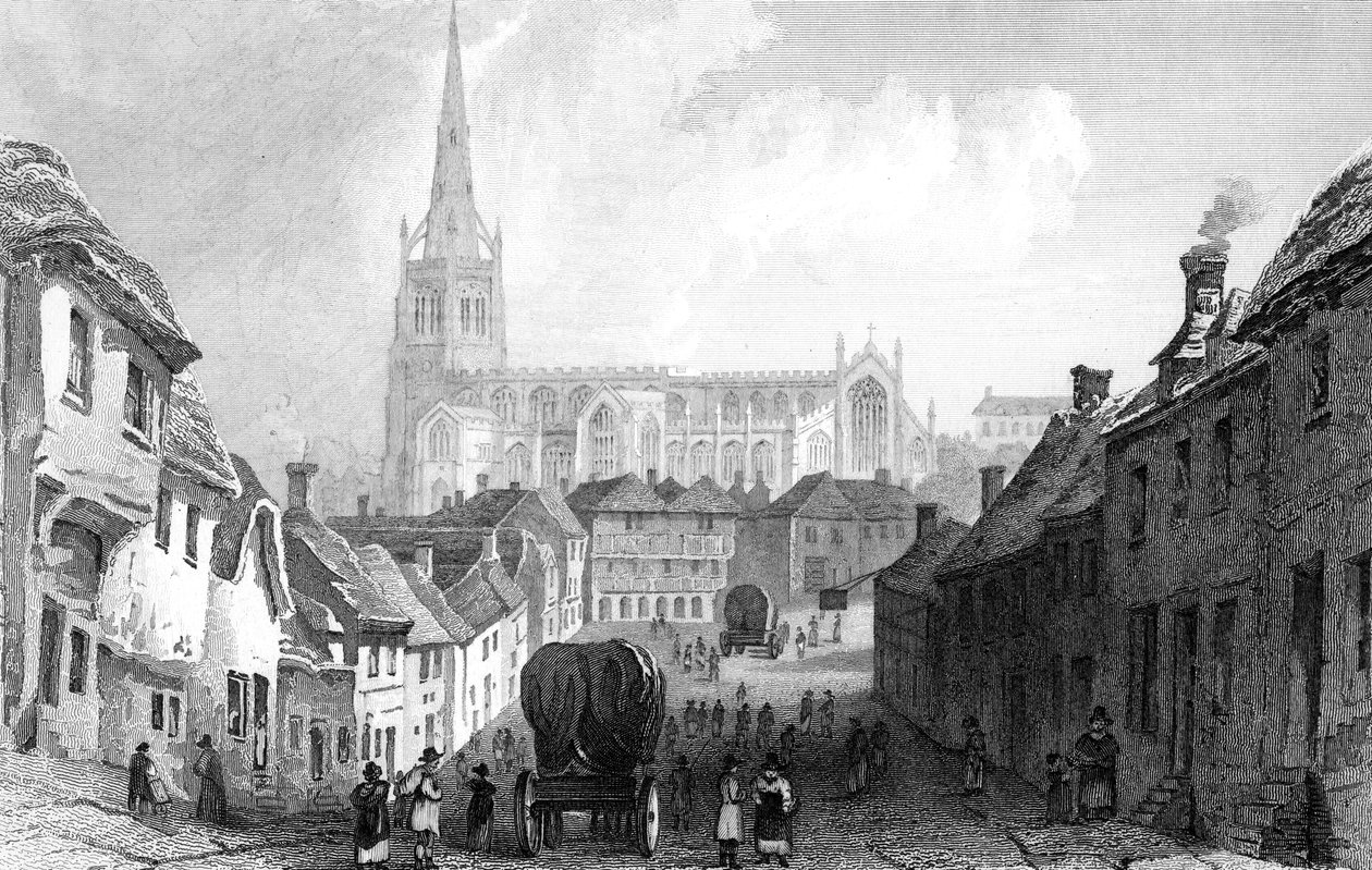 Güneyden Thaxted, Essex, J. Rolph tarafından kazınmış, 1832 by William Henry Bartlett