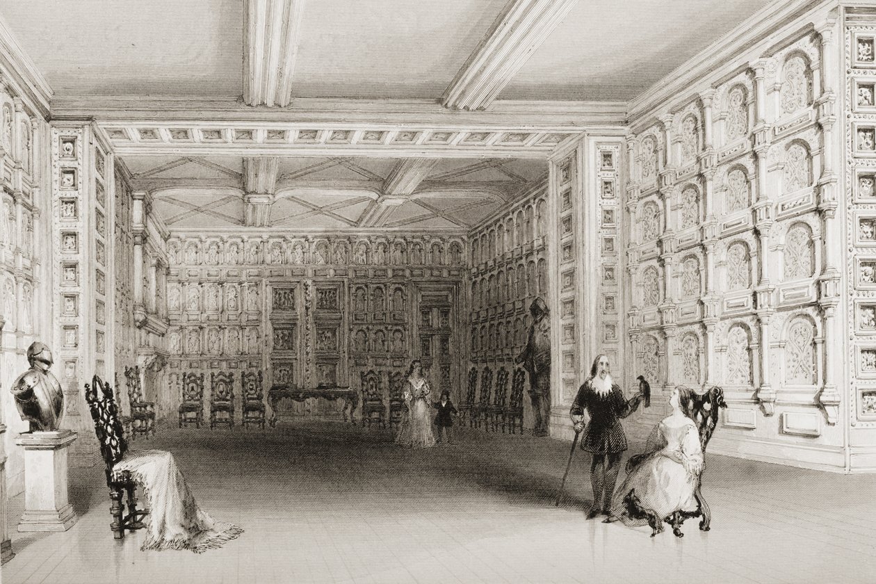 The Oak Room, Malahide Castle, County Dublin, İrlanda, George Virtue, 1860