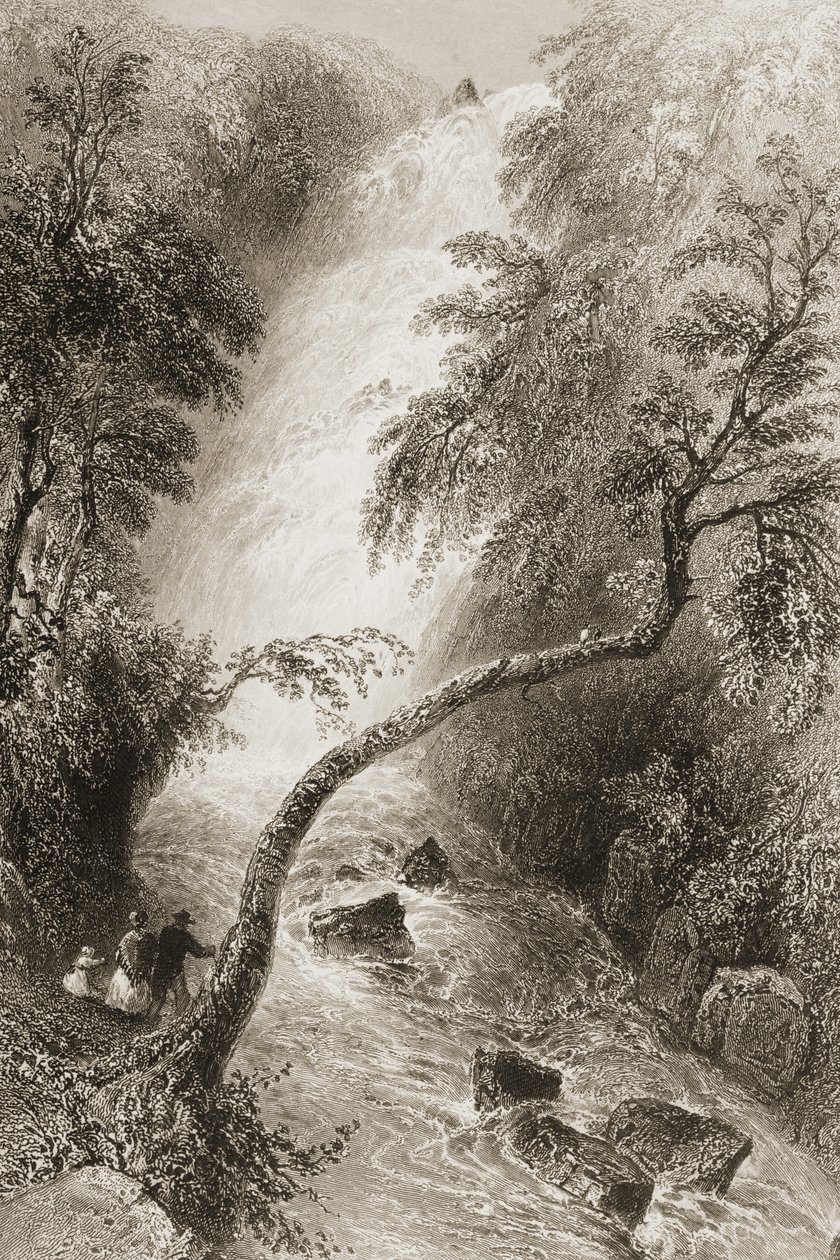 Turc Şelalesi, County Killarney, İrlanda, George Virtue, 1860