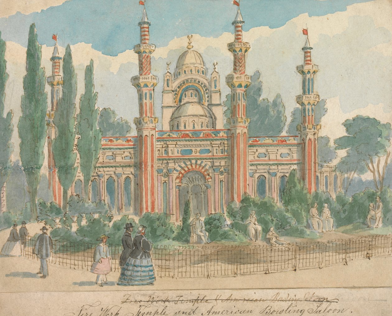 Fire Work Temple ve Amerikan Yapı Salonu by William Henry Brooke