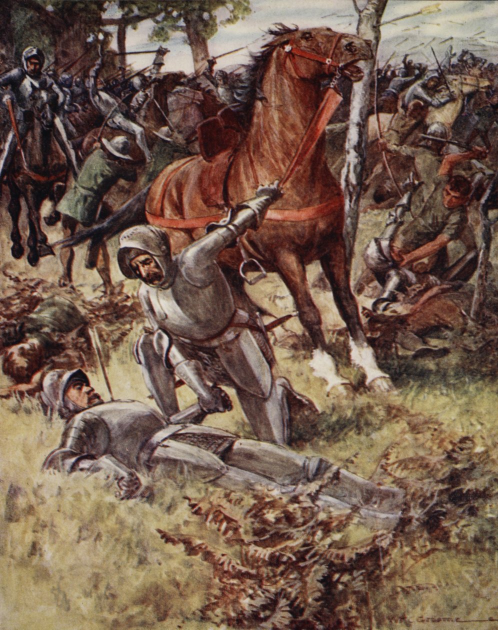 Sonra hayatı bırakarak, Earl Percy ölü adamı elinden tuttu, Ballads of Famous Fights, Birinci Baskı, 1920 by William Henry Charles Groome