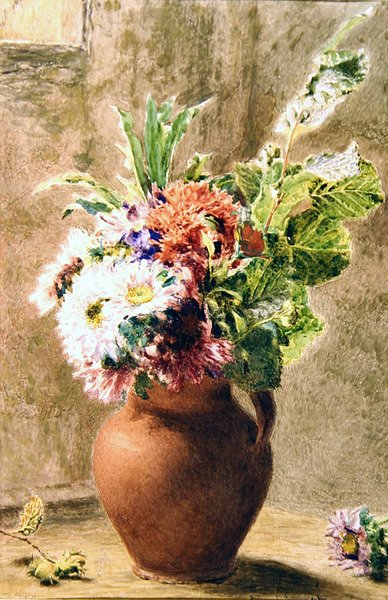 A Pot of Aster, yaklaşık 1840 (kağıt üzerine suluboya, gövde rengi ve kurşun kalem) by William Henry Hunt