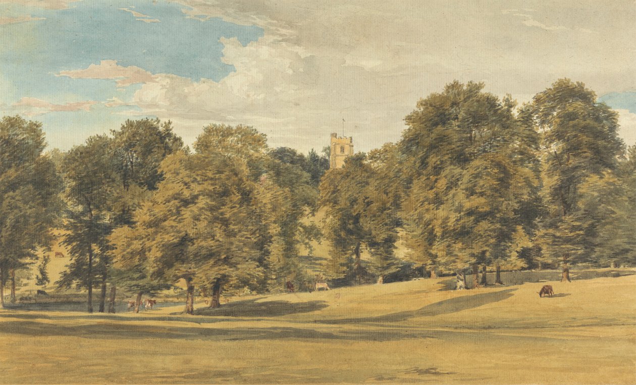 Güney Batı'dan Bushey Kilisesi by William Henry Hunt