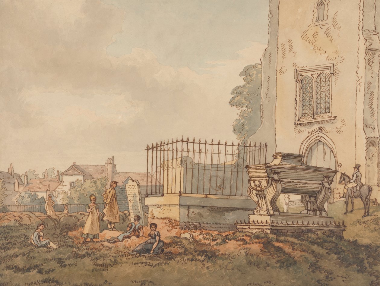 Edridge, Hearne ve H. Monro Mezarlarının Bulunduğu Bushey Kilise Bahçesi by William Henry Hunt