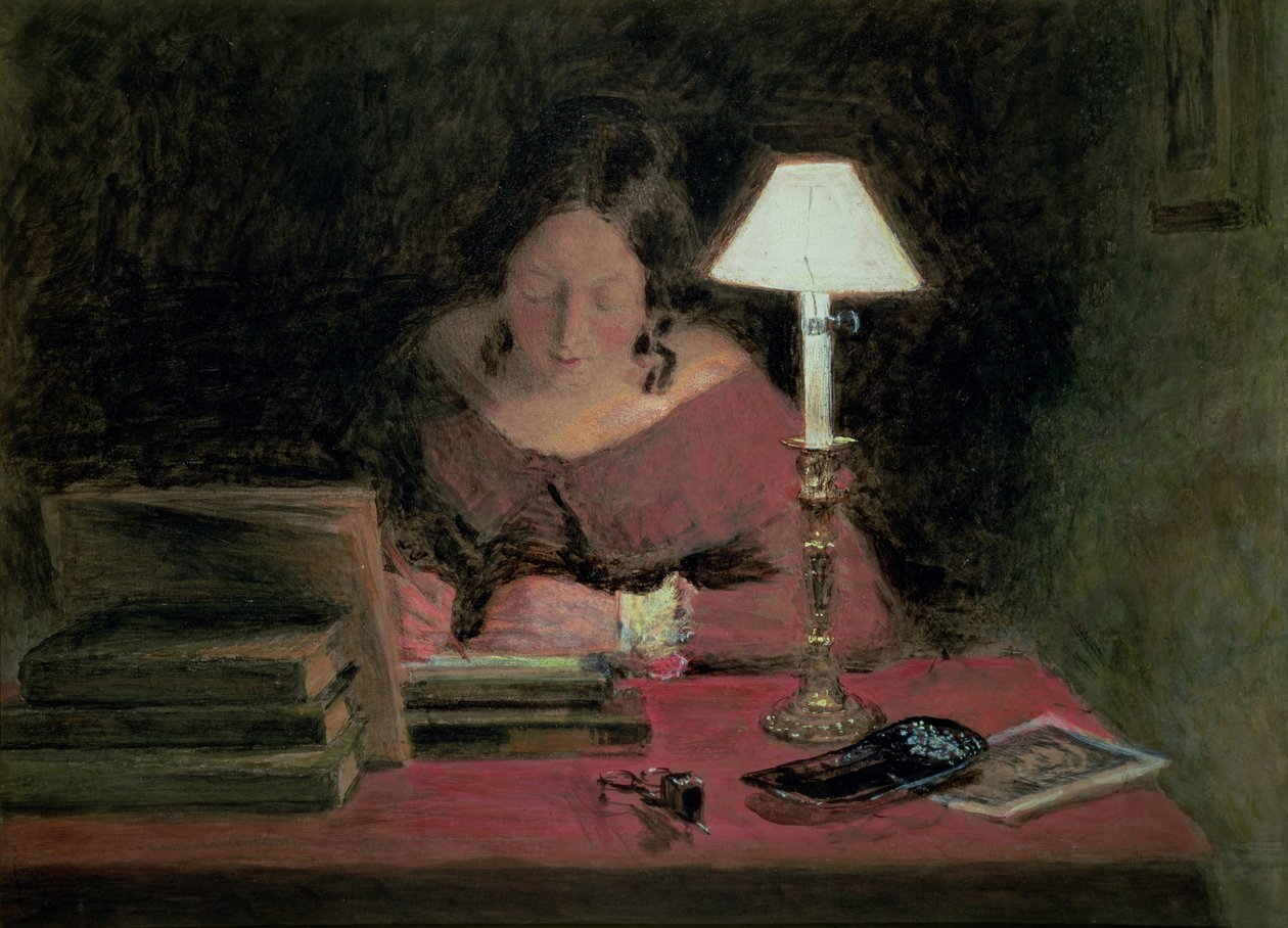 Lamplight tarafından Yazan Kız, c.1850 by William Henry Hunt