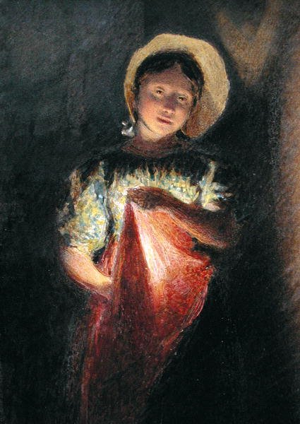 Mum Işığında Kız (kağıt üzerine sulu boya) by William Henry Hunt
