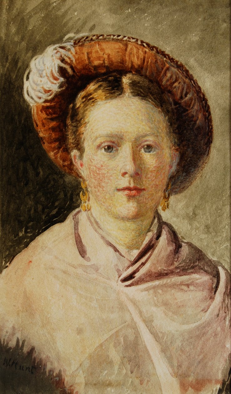 Tüylü Şapkalı Bayan by William Henry Hunt