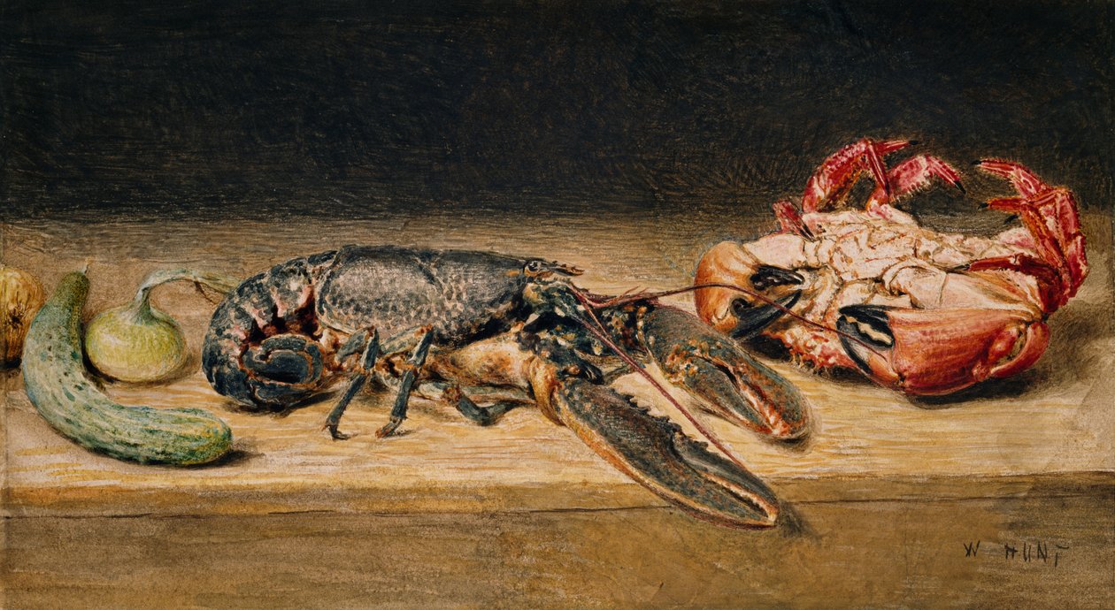 Istakoz, Yengeç ve Salatalık, 1827 by William Henry Hunt