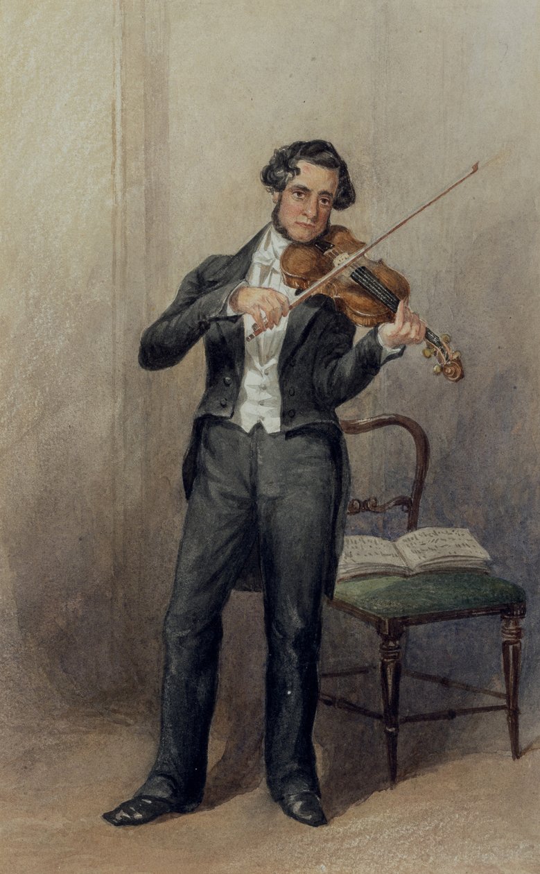6 Duke of Devonshire orkestrasının üyesi (kağıt üzerine suluboya) by William Henry Hunt